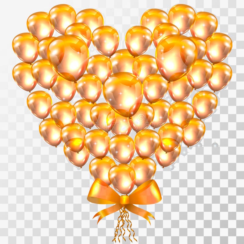 Golden Balloon Love Heart on Transparent Background vector illustration Golden Balloon Love Heart on Transparent Background vector illustration