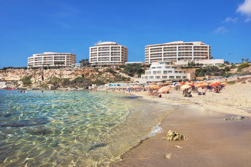 Golden Bay beach in Malta editorial stock image. Image of sunny 81491329