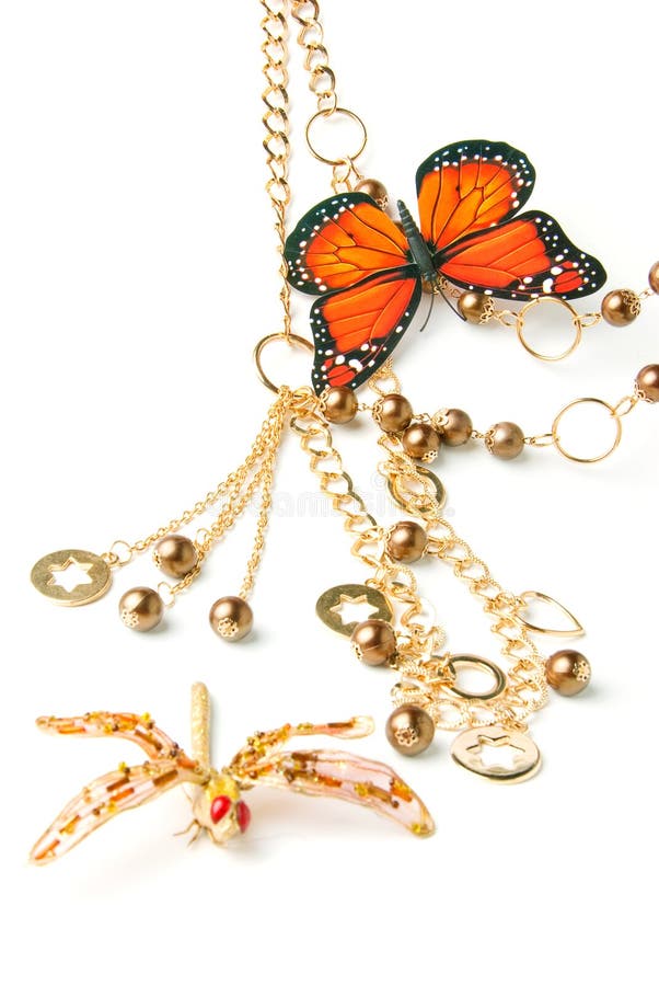 Golden Beads with Butterfly Stock Image Image of gift, gold 10625395