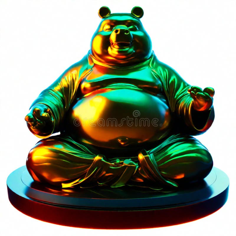 Golden bear statue on a white background. 3D rendering. Computer digital drawing. generative AI stock image