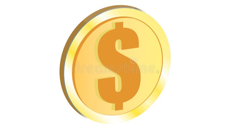Golden beautiful shiny metal iron yellow orange coin volumetric realistic dollar monies round stock illustration Golden beautiful shiny metal iron yellow orange coin volumetric realistic dollar monies round stock illustration