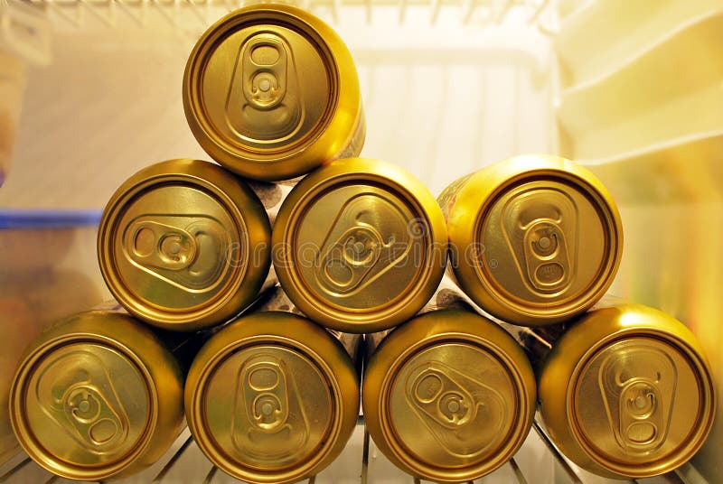 Golden beer cans stock image. Image of background, canister 100277499
