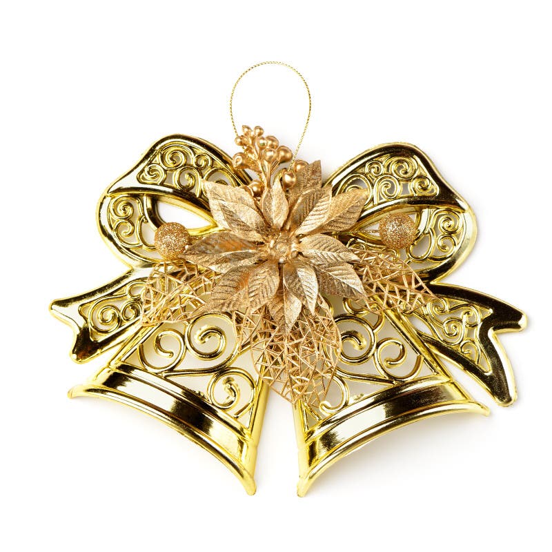Golden Bell with a Holiday Decoration Stock Image Image of ball