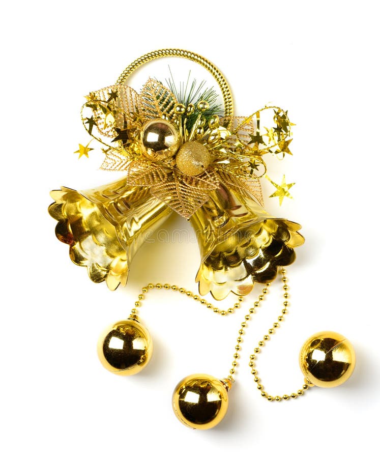 Golden Bell with a Holiday Decoration Stock Image Image of ball