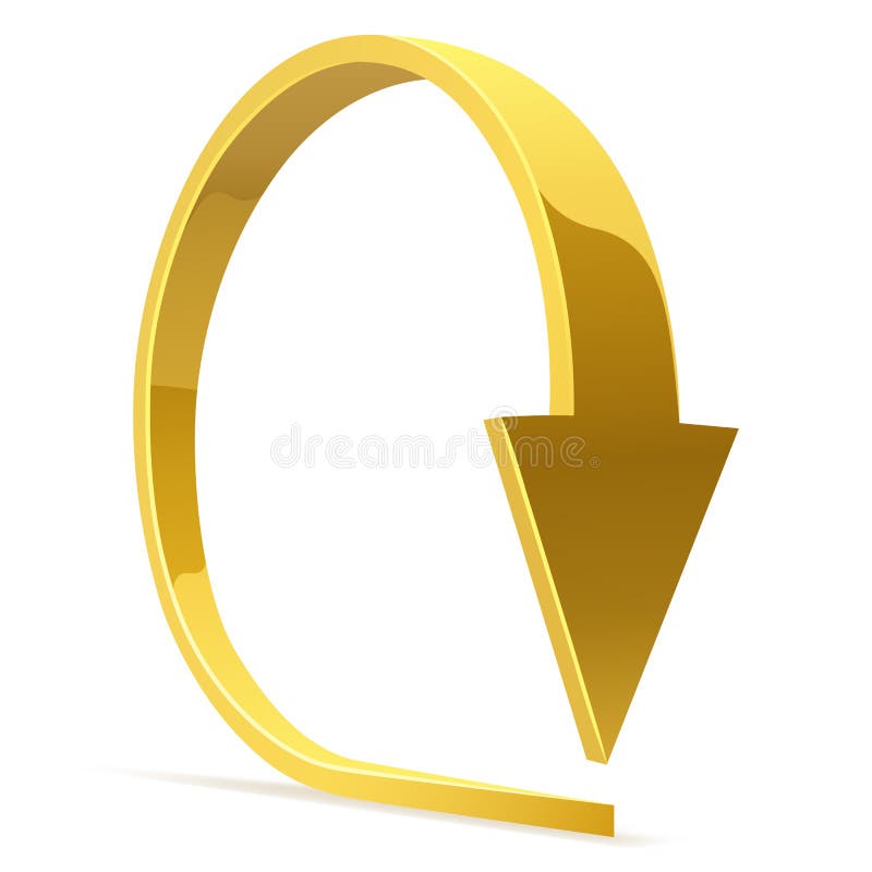 Golden bent arrow vector illustration