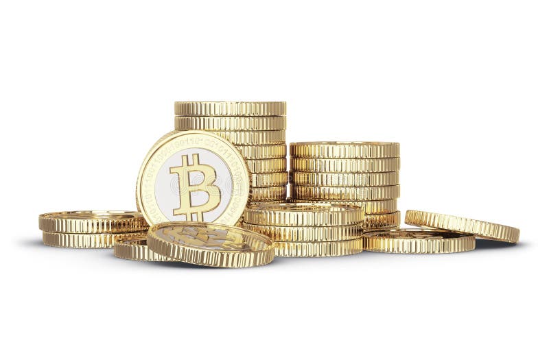 Golden Bitcoin stock image