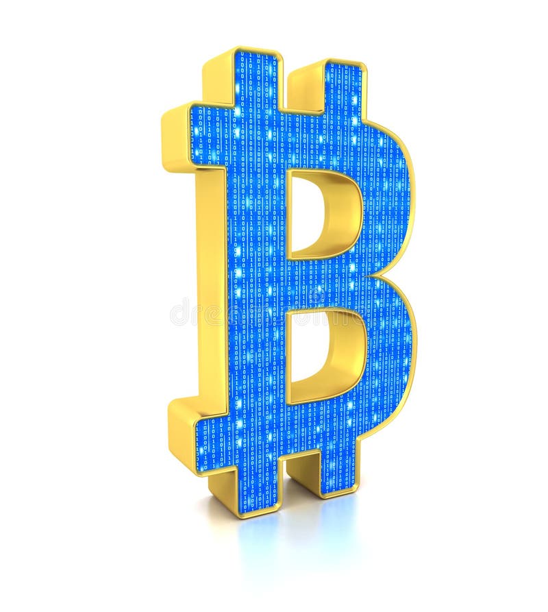 Golden bitcoin sign on a white background. stock illustration