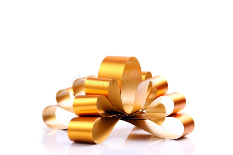 Golden Bow & Ribbon stock photo. Image of decorative 22437520