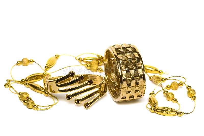 Golden bracelets with beads
