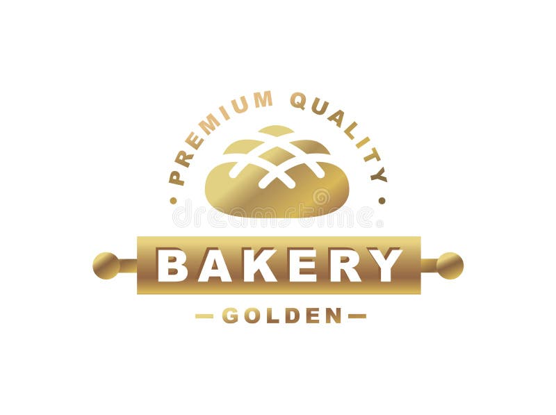 Golden bread logo - vector illustration. Bakery emblem on white background royalty free illustration