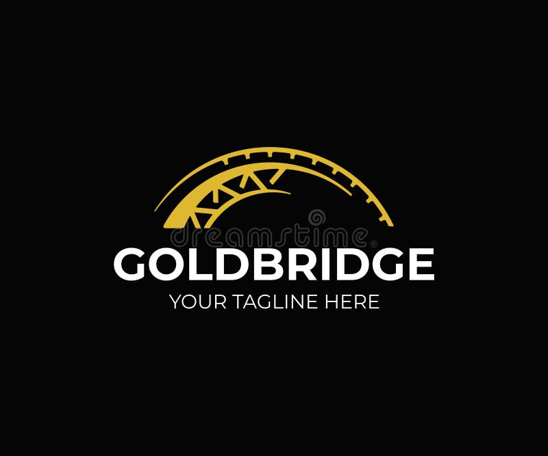 Golden bridge logo design. Abstract bridge vector design vector illustration