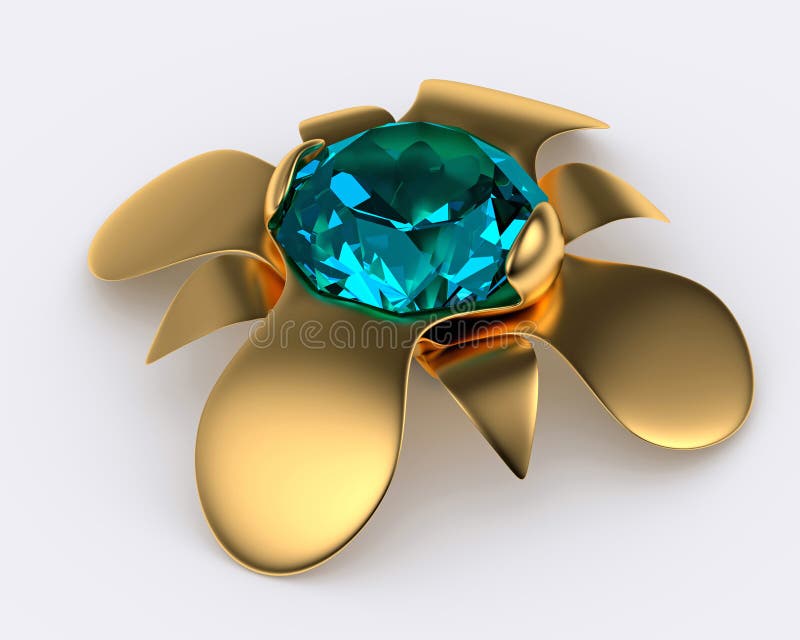 Golden brooch with diamond stock illustration Golden brooch with diamond stock illustration