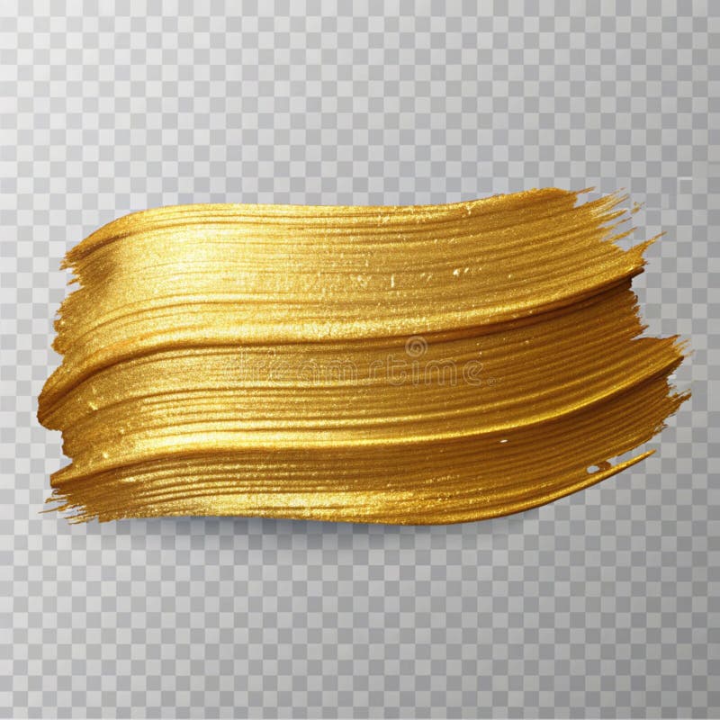 Golden brushstroke isolerat på genomskinlig bakgrund royaltyfri illustrationer