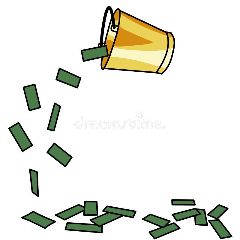 Golden Bucket Pouring Cash royalty free illustration