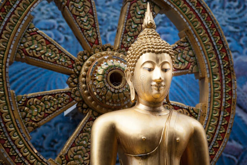 Thailand Golden Buddha statue on a asia style background