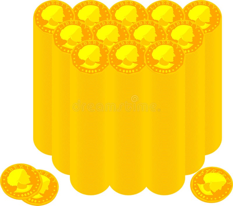Golden Bundle of US American 100 Cent Coin Stock Vector - Illustration ...