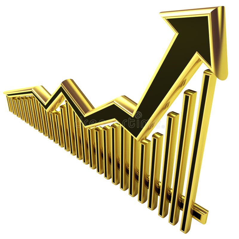 Golden Business Graph with arrow up