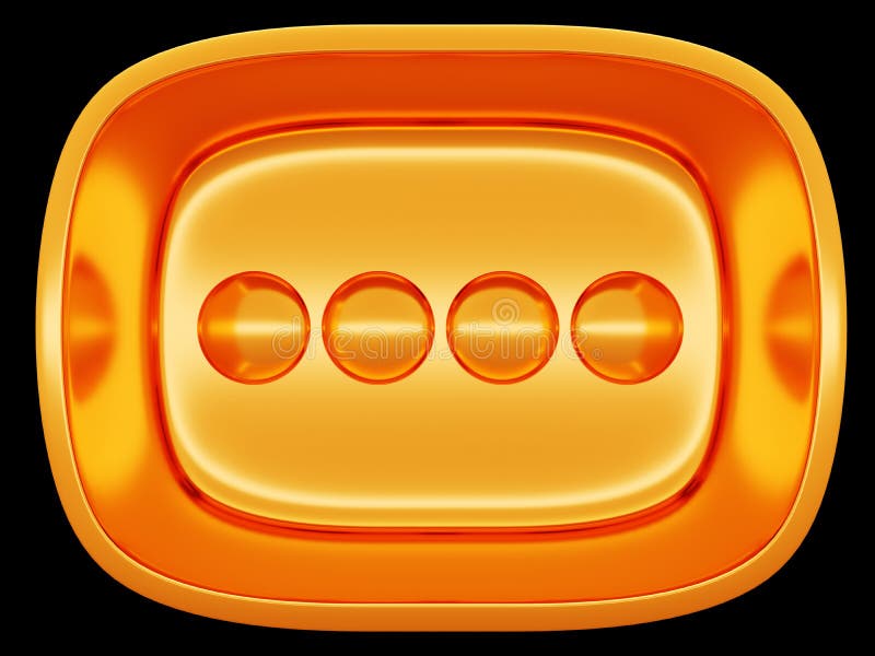 Golden button or control over black background vector illustration