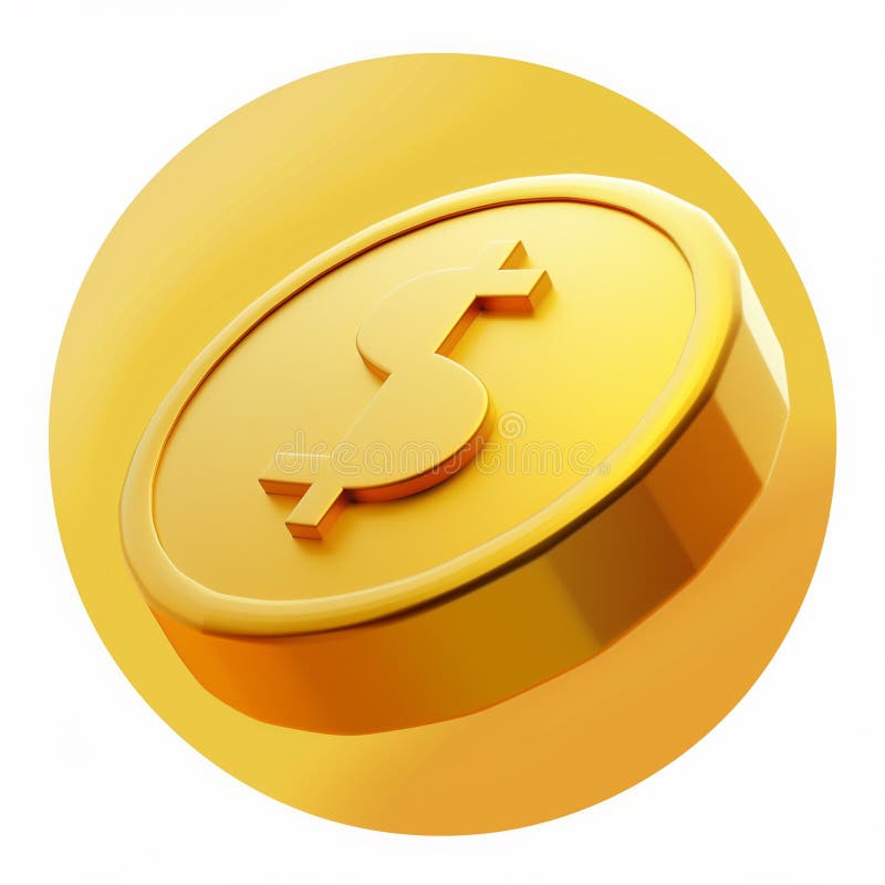 Shiny Golden Button With Dollar Sign stock illustration