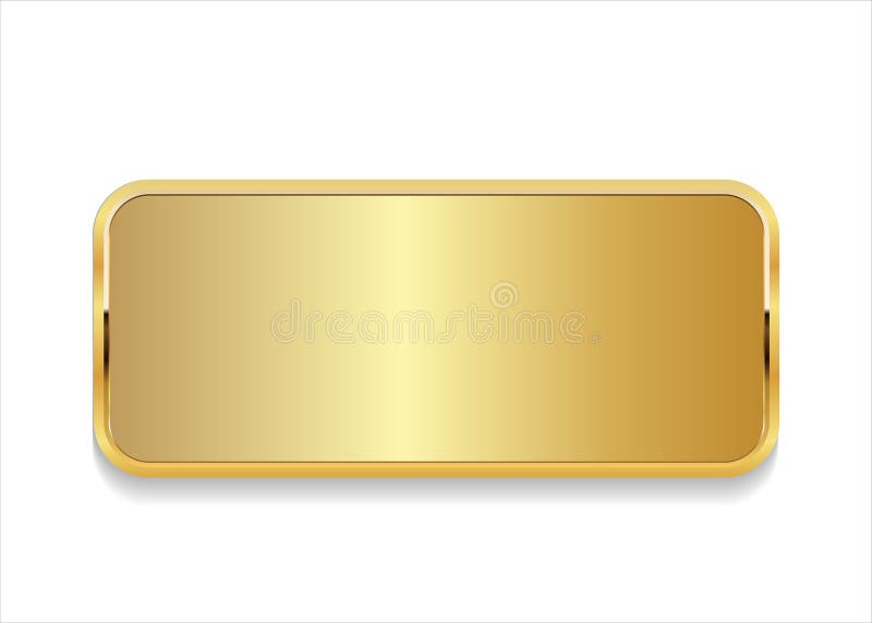 Golden button with gold frame on white background stock illustration