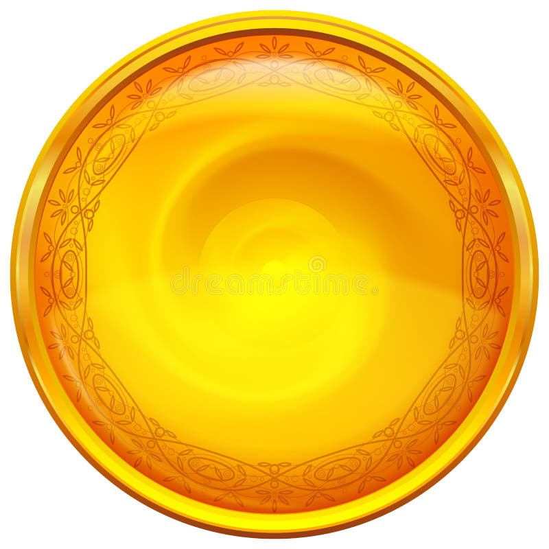 Golden button with pattern vector illustration