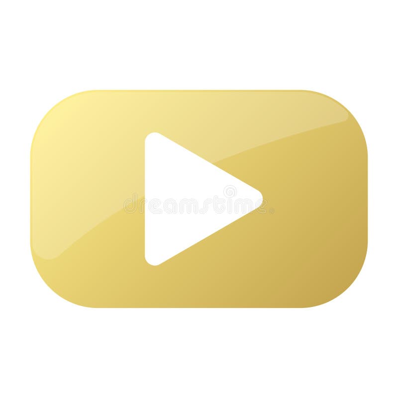 Golden button with play icon on vector vector illustration