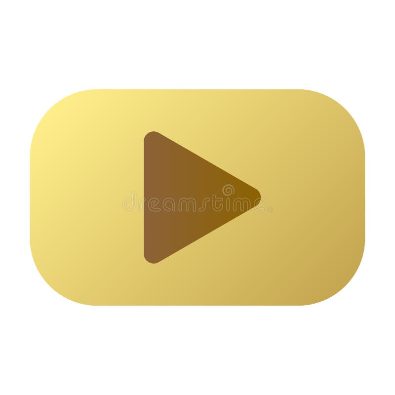 Golden button with play icon on vector royalty free illustration