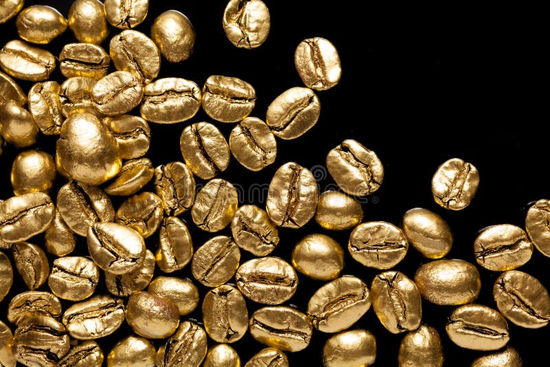 Golden cafe coffee beans stock photo. Image of textured 39850424