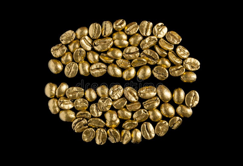 Golden cafe coffee beans stock photo. Image of space 39851504