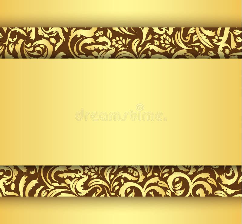 Golden card with vintage floral ornament