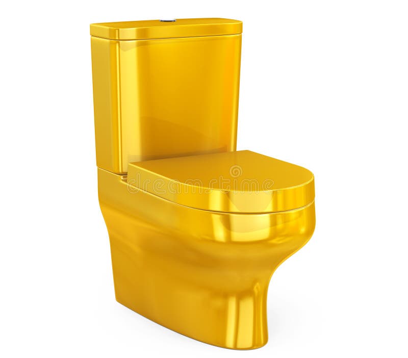 Golden toilet bowl 5 stock illustration. Illustration of contemporary
