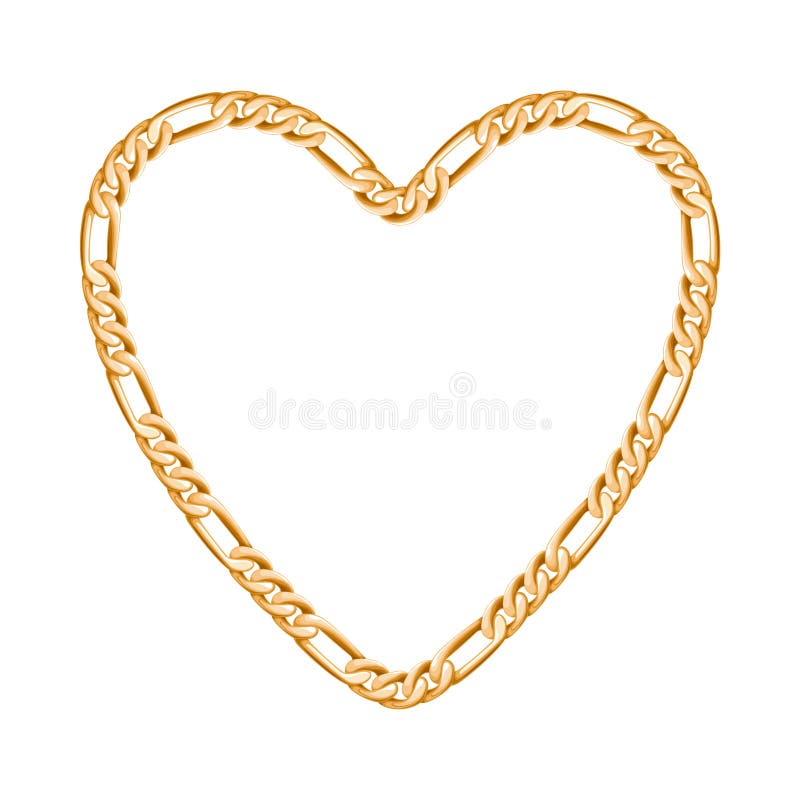 Golden chain - heart frame vector illustration