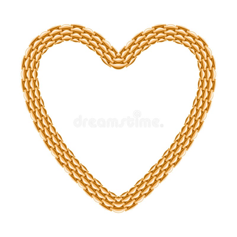 Golden chain - heart frame stock illustration