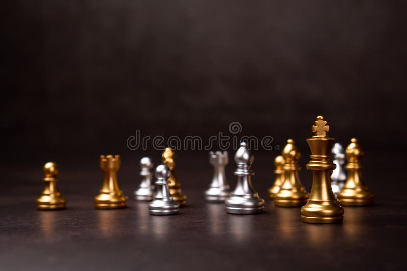 Premium Photo  Golden king chess standing in front of other chess