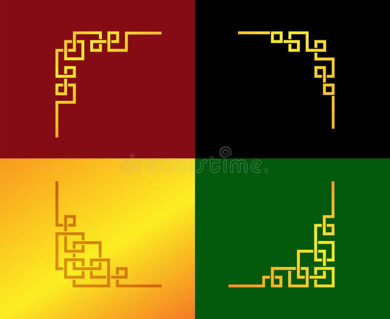 Golden Chinese line corner ornament in vector art vector illustration Golden Chinese line corner ornament in vector art vector illustration