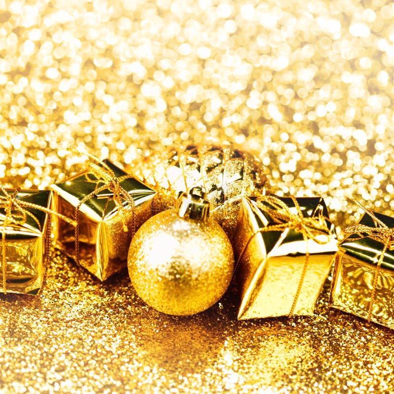 Christmas ball and gifts stock image. Image of light 126299159