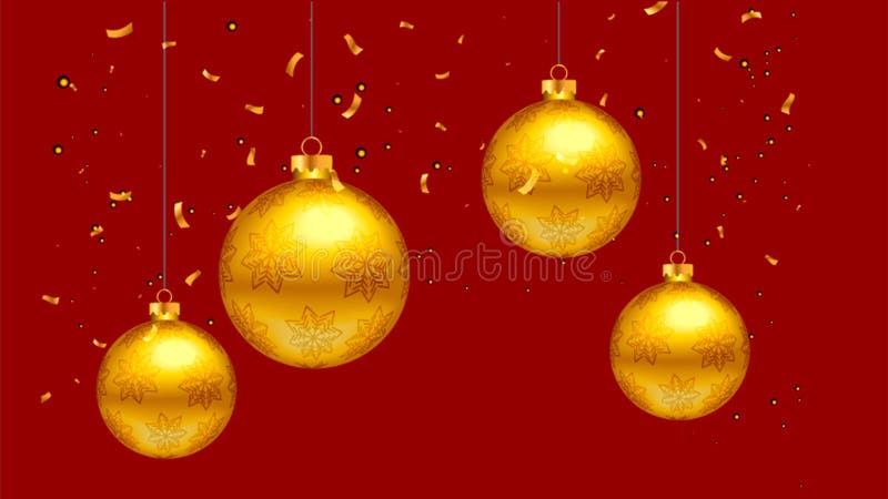 golden christmas balls on red background in high resolution
