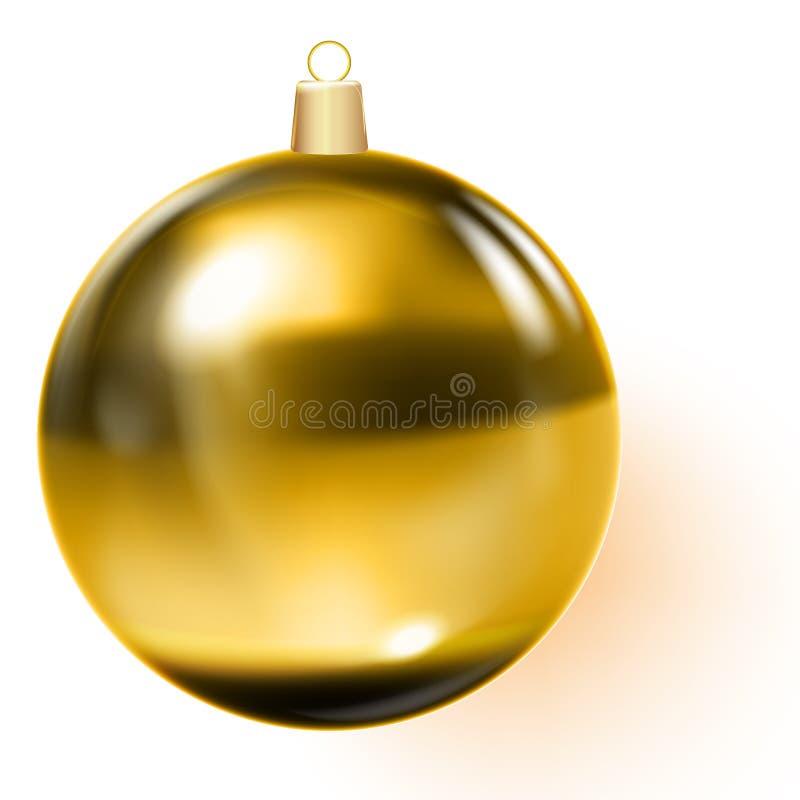 Golden christmas-boll Guld julgransleksak royaltyfri illustrationer
