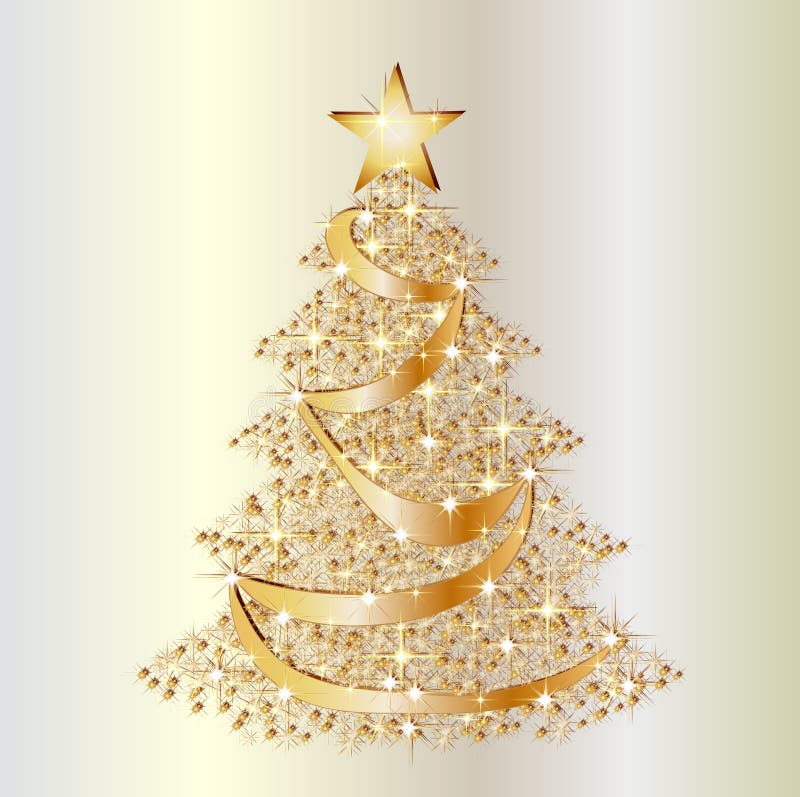 Golden christmas star tree