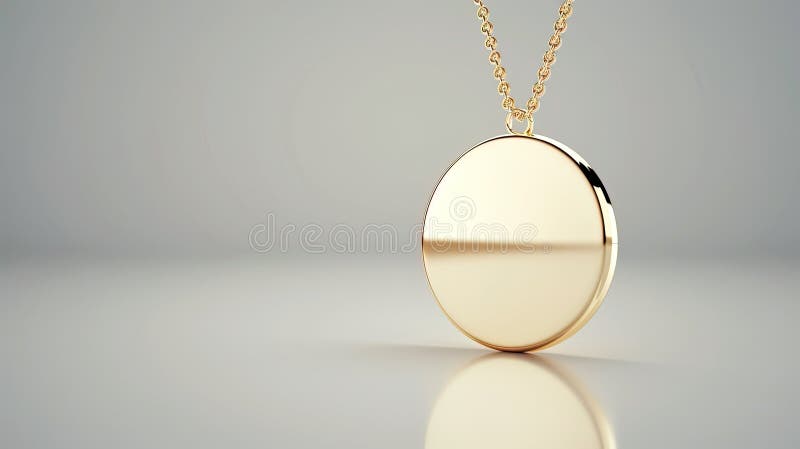 Golden Circle Pendant on a White Background stock illustration