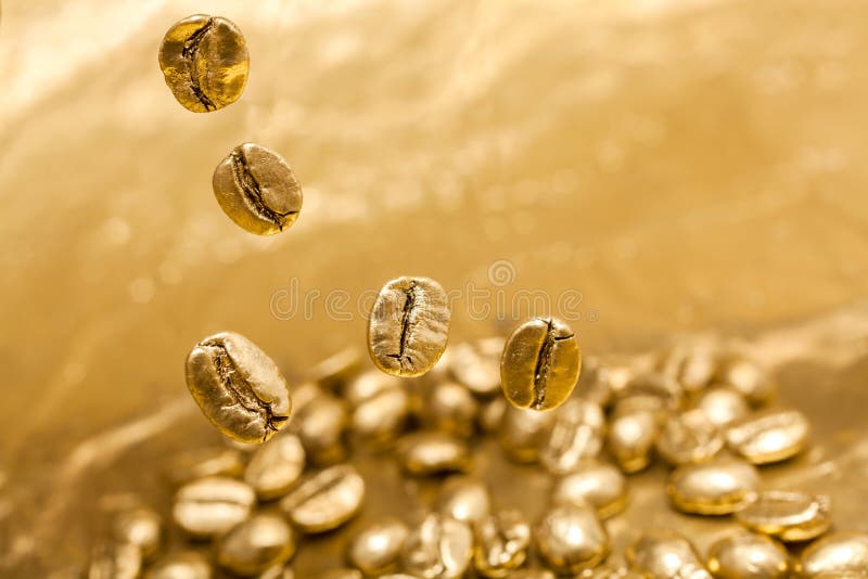 Golden coffee beans stock image. Image of natural, ingredient 39849165