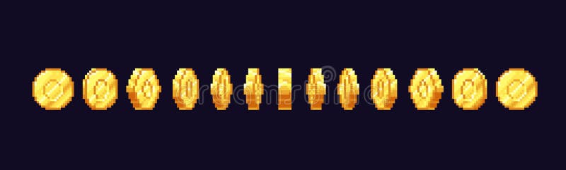 Golden Coin Animation 8 oder 16 Bit pixeliges Geld