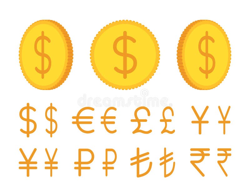 Golden coin creation set stock illustration Golden coin creation set stock illustration