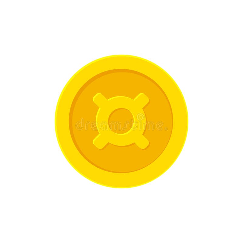 Golden coin with a generic currency symbol stock illustration