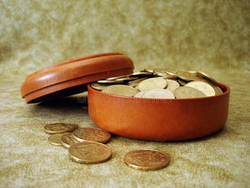 Golden coins in a box