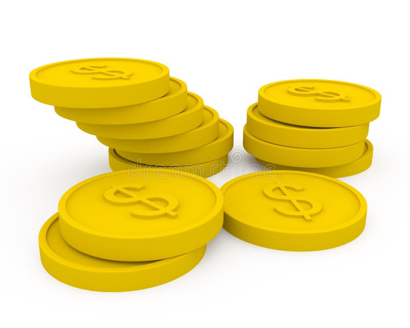 Golden coins in cartoon style