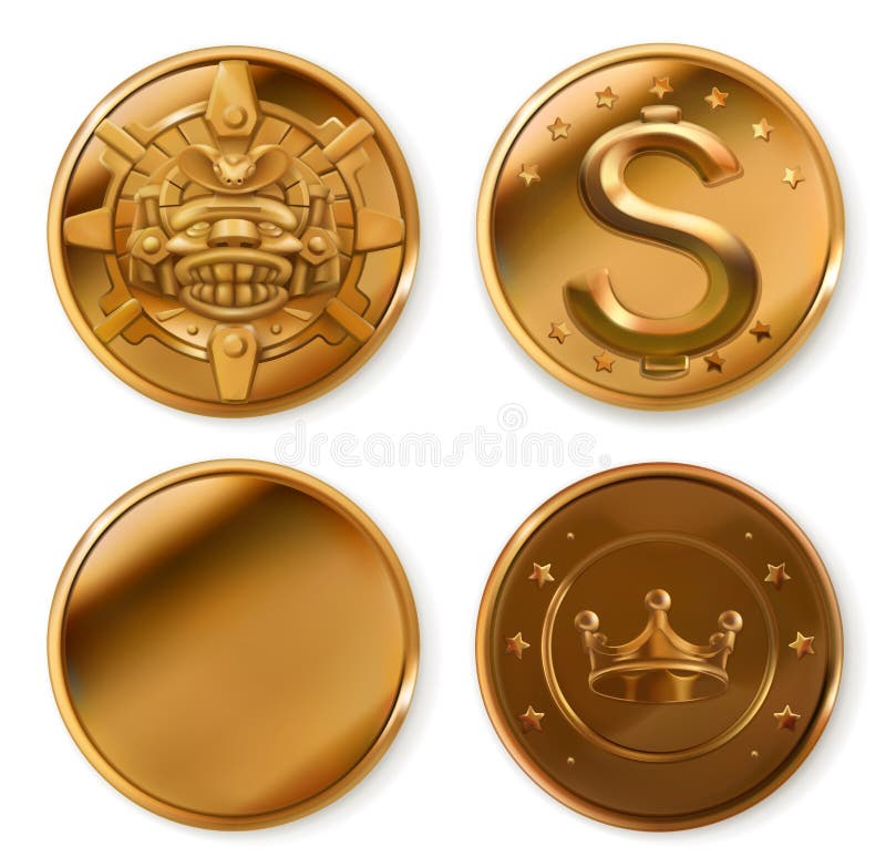 Golden coins. vector icon set royalty free illustration