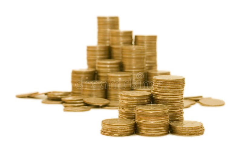 Golden coins isolated