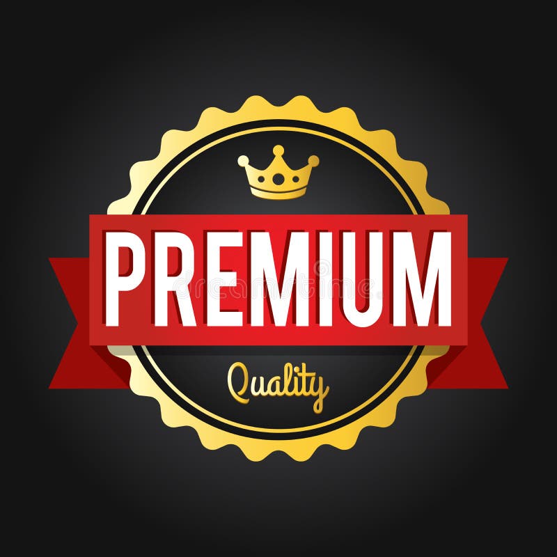 Premium quality stamp. Golden shiny genuine commerce Label/Badge with gold crown