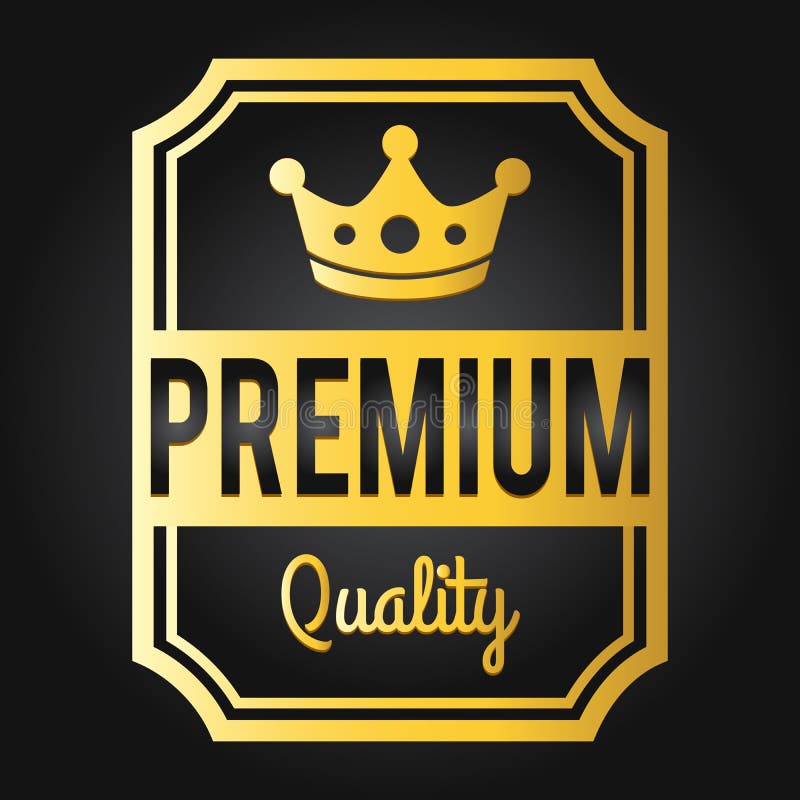 Premium quality stamp. Golden shiny genuine commerce Label/Badge with gold crown